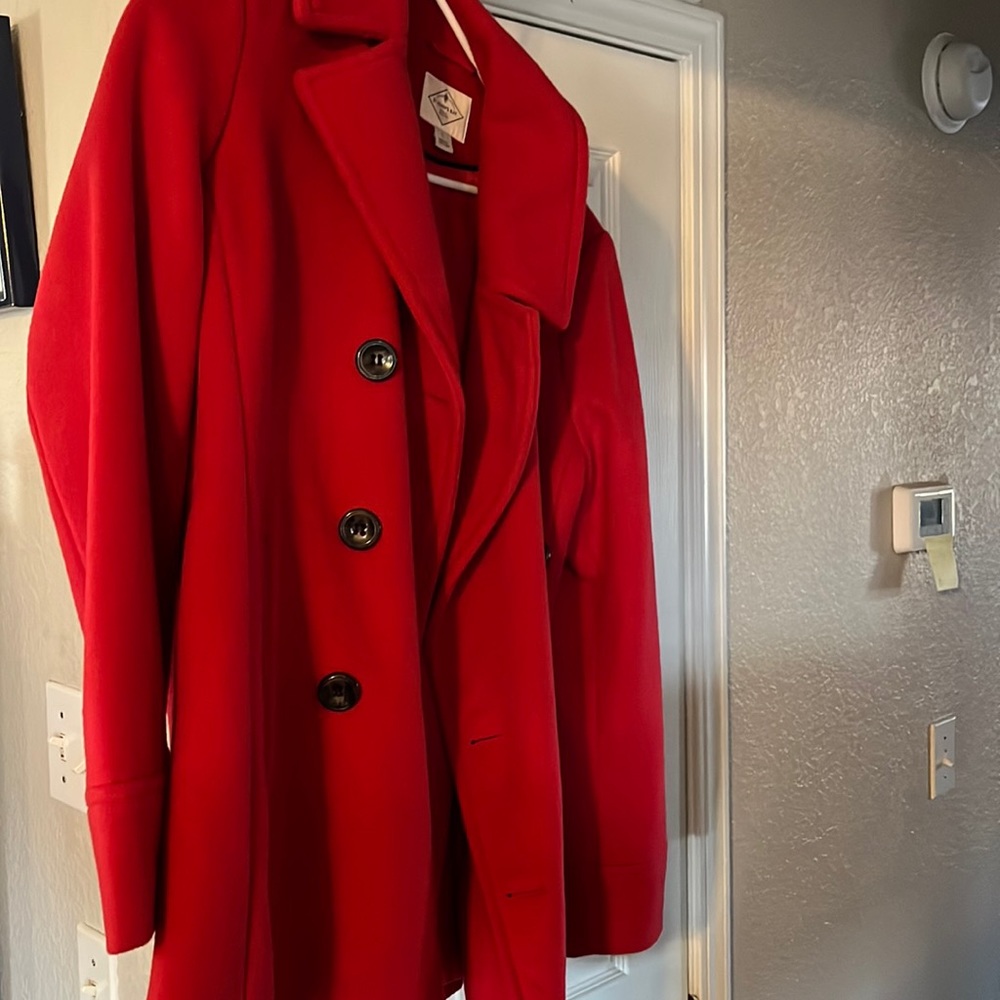 Red pea coat  coat for sale